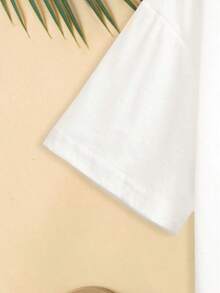 Camiseta Mujer Tres Corazones Roja Graffiti Impresa Suelta Cuello Redondo Manga Corta - Blanco - Ver 5