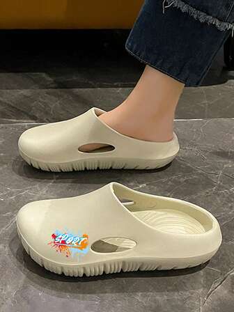 Sandalias/Pantuflas casuales con estampado tie-dye y letra para mujer talla grande, zapatos de agua de estilo callejero para vacaciones en la playa