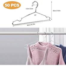 30 Ganchos para Ropa de Acero Inoxidable - Perchas Sólida 42 con Ranura en U Metal Espesar Que Resistente Ligero y Duradera para Ropa Pants Ahorro de Espacio Perchas para el Hogar para Adultos(30) - 50 - Ver 8