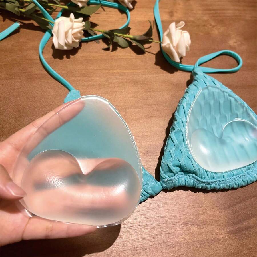 1 Pair Elegant Silicone Bra Inserts - Invisible, Reusable & Thickened Breast Pads For Bikini Halter, Seamless Underwear Enhancement, Soft And Comfortable Lingerie Accessories For Women - Multicolor - View 1