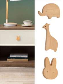 1pc Creative Cartoon Animal Shaped Wooden Cabinet Door/Drawer Pull Handle, Suitable For Various Cabinets, Wardrobes, Nightstands, Decorative Cabinets, Drawers, Cute Design Adds Fun To Cozy Rooms Baby Shower Family Decorations Gifts