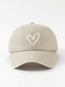 1 件女式刺绣心形水洗棒球帽，可调节防晒休闲帽，适合春秋户外旅行海滩，男女通用 Y2K 风格男士太阳帽