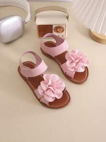 Giày sandal đế bệt mũi tròn mùa hè cho bé gái, giày phù dâu, giày đi học cho bé gái, giày thiếu nữ. Họa tiết hoa xinh đẹp, thích hợp cho giải trí tại nhà, kỳ nghỉ ở bãi biển, mua sắm ngoài trời. - Hồng - Xem 3