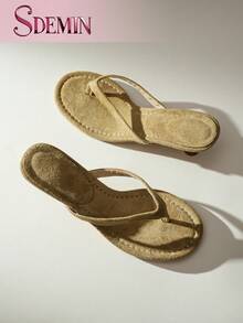 SDEMIN Neue Sommer Damen Pantoletten Einfarbig, elegante Urlaubsschuhe, lässige Strandhohe Absatz Sandalen, modische Slip-On Absätze für Kleider