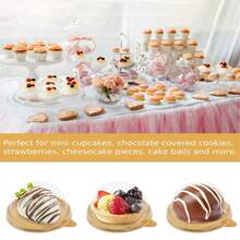 50/40/30/20/10件迷你蛋糕盒（带圆顶盖）、透明蛋糕盒（巧克力、饼干、草莓、月饼）、圆形金色蛋糕盒、礼品盒、派对用品、单身派对、婚礼回礼、绿豆糕、透明糕点盒、女仆蛋糕、金色底绿豆糕、情人节派对用品、返校节、情人节 - 金色 - 查看 7