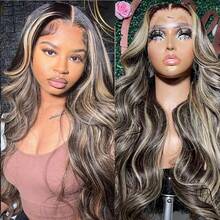 1B/27 Balayage Highlight Ombre Lace Front Wig Human Hair 28 Inch 13x6 Body Wave Lace Front Wigs Human Hair Pre Plucked 200 Density HD Transparent Honey Blonde Wig Human Hair For Women With Baby Hair - sb25051708927830335 - 查看 8