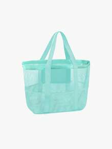 Solid Color, Foldable, Suitable For Swimming And Fitness, Also For Bathroom Toy Storage, Lightweight, Large Capacity, Portable Mesh Beach Bag, Perfect For Family Trips, Vacations, Vacations, Beaches, Camping And Hiking Schoolbags, Large Capacity, Portable, Suitable For Teen Girls And College Students, Perfect For Returning To School, College, Junior High School And Senior High School