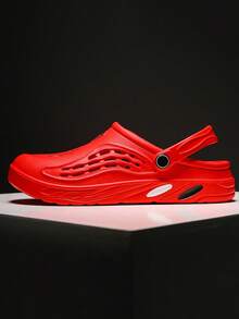 4-Season Unisex Slip-On Sandals, Teens & Couples Casual Breathable Perforated Slides, Outdoor Beach Aqua Shoes, Water Hiking Shoes, Rainy Day Slippers, Versatile Design (Some Perforated Holes May Not Be Fully Punched Out) - Red - View 10