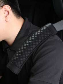 2Pcs Seat Belt Pads Faux Leather Seat Belt Covers More Comfort Driving Cushion Helps Protect Neck And Shoulders Suit For Car, Truck, SUV, Airplane