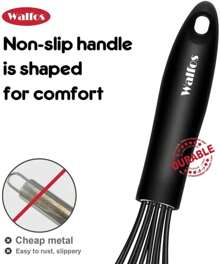 WALFOS 1pcs/3set Multifunctional Rotating Manual Whisk Mixer Mini Plastic Kitchen Whisk Baking Tool Silicone Whisk