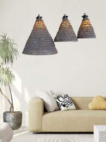 Hand Woven Rope Lampshade, Bohemian Style Hanging Decorative Pendant For Homestays, Restaurants,Bedrooms, Living Rooms, Balconies, Rustic Fabric Design, No Electricity Needed