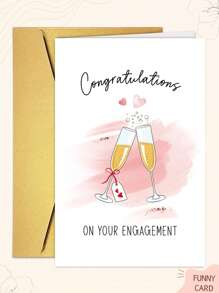 1PC Congratulations On Your Engagement Card, Champagne Engagement Card For Couples, Congrats Engagement Card For Him Her, Cheers To Engaged Card