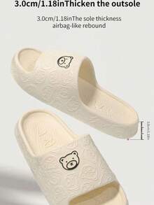 1双加厚泰迪熊图案拖鞋，女士/情侣款，防滑浴室淋浴拖鞋，EVA保暖材质，适合闺蜜节、小狗、嘉年华、派对装饰