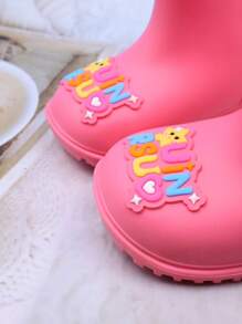 Cute Unicorn Cartoon Design Girls Lightweight Comfortable Soft Anti-Slip Outdoor Rain Boots, Suitable For Rainy Days And School Activities