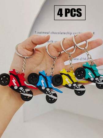 1/2/4 Stuks Cartoon Siliconen Kleur Matching Motorfiets Sleutelhanger Voor Jongens En Meisjes, Decoratieve Hangers Voor Auto's En Tassen, Kleine Cadeau Hangers Voor Klasgenoten En Vrienden