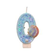 New Handmade DIY 0-9 Number Candles, Creative Birthday Cake Party Decorations, Blue Ocean Style - Blue - View 6