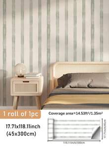 1 卷粉色、多色、浅绿色条纹即撕即贴壁纸，厚实、耐用、可移除，适用于儿童房、托儿所、家居装饰、墙面覆盖、家具改造，有 3 种尺寸可选：17.71x78.74 英寸、17.71x118.11 英寸、17.71x196.85 英寸 - 彩色 - 查看 18