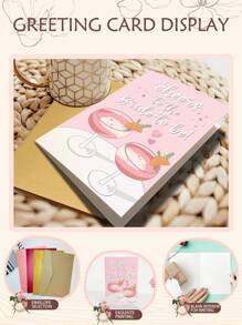 1PC Bridal Shower Card For Bride To Be, Engagement Congratulations Card For Female Friend Sister, Funny Bachelorette Card, Pink Wedding Shower Card For Bride, Cheers To The Bride To Be Card