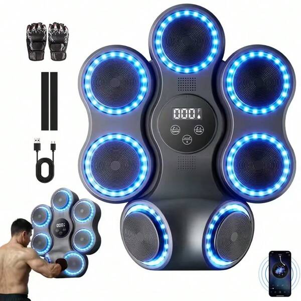 ZM Health Das Bluetooth-Boxing-Gerät verfügt über Modi und Geschwindigkeit der intelligenten Musik-Boxing-Maschine. Die 9-Gang-Boxhandschuhe können die Anzahl der Schläge aufzeichnen. Die wandmontierte elektronische Boxmaschine eignet sich für Heimgyms, Büros und Trainingseinheiten.