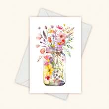 1PC Watercolor Flowers Greeting Cards, Flowers Floral Botanical, Lank Cards, Olded Stationery, For Every Occasion, Bestie Gift For Easter, With Envelope