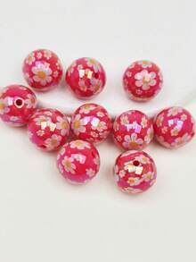 10 件 16 毫米彩色花朵印花珠，花卉图案珠子，用于 DIY 珠宝制作和装饰，可用于耳环、项链、手链、手机链、钥匙链、包包挂饰 - 花朵印花珠 - 查看 8