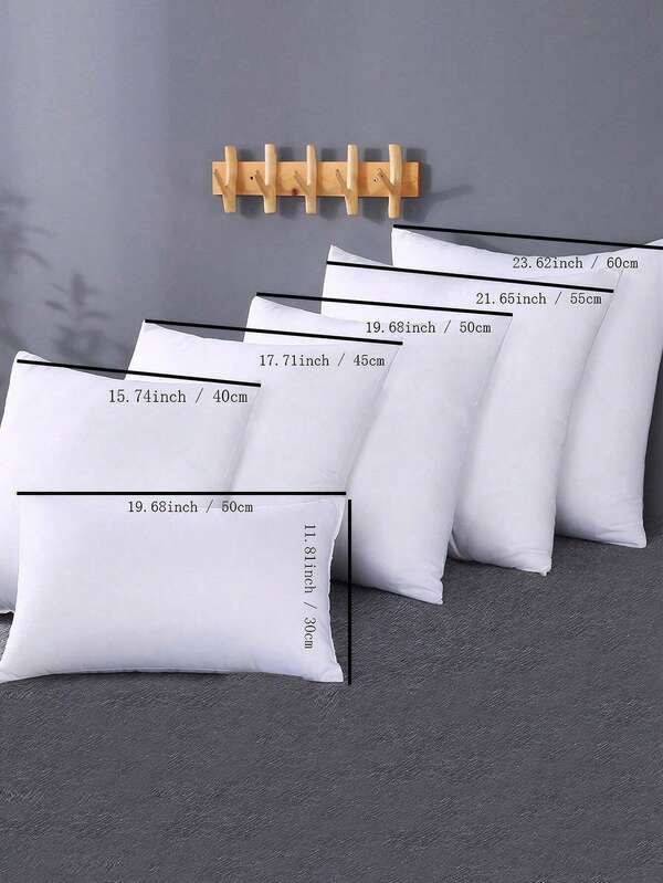 1pc White Square Pillow Core, Made Of Brushed Fabric, With A Zipper, Can Be Removed And Washed Separately, Compressed For Shipping, Soft And Fluffy Throw Pillow For Home Decor On Sofa, Bed, Bedroom, Or Travel,Simple Present