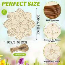 未上漆木雕花形工艺木片，花形木制 DIY 彩色绘画片，适用于绘画、节日、家居装饰