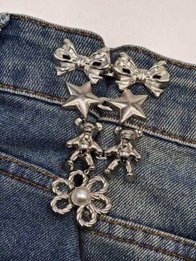 1/4Pairs Detachable & Seam-Free Waistband Fastener - A Professional Tailoring Tool For Waist Reduction, This Multi-Functional Buckle Not Only Works For Jeans & Curtains, But Can Also Be Used As A Magic Solution For Fixing The Waistband Of Any Pants, Making Them Fit Better, Featuring The Classic Flower Petal Design, This Buckle Is Also Adjustable To The Desired Size.