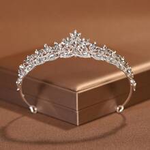 1pc Elegant Crystal Alloy Wedding Crown, Suitable For Women's Wedding, Birthday Party Accessories Valentine's Day Accessories - Multicolor - View 5