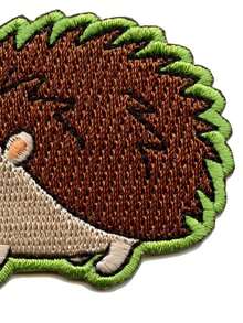 1pc Cute Happy Hedgehog Embroidery Patch, Iron On/Sew On DIY Decor For Apparel, Bags, Shoes, Accessories - Beige - View 5