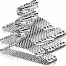 30 Ganchos para Ropa de Acero Inoxidable - Perchas Sólida 42 con Ranura en U Metal Espesar Que Resistente Ligero y Duradera para Ropa Pants Ahorro de Espacio Perchas para el Hogar para Adultos(30) - 50 - Ver 5