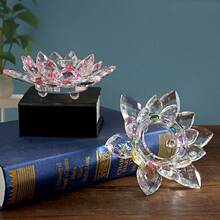 1 Stück, eleganter Kristall Lotus Kerzenhalter, vibrante mehrfarbige Blütenblätter Kerzenhalter, handgefertigte Kristall Tischdekoration für Valentinstag, Weihnachten, Erntedankfest und mehr, romantische Heimdekoration - Verschiedenfarbig - Übersicht 3