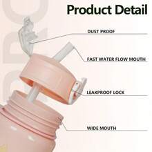 1pc, 750ml/23OZ Plastic Water Bottle With Straw & Rope, Portable, Multiple Designs, Suitable For Outdoor Sports, Cycling, Travel, Camping, Holiday Gifts, Etc.