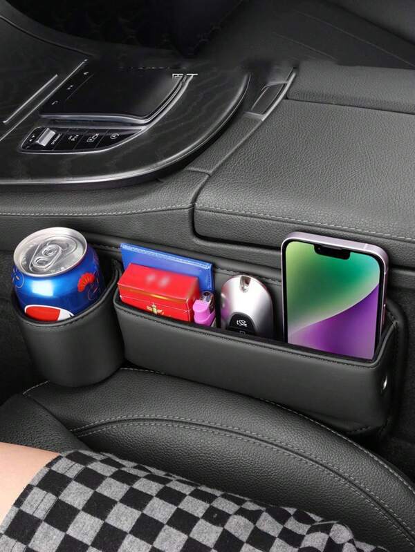 1pc,Multi-Functional Car Seat Crevice Storage Box With Water Cup Position, Car Center Console Storage Box, Crevice Storage Box For Women Storage Organizer Travel Essentials Back To School Dormitory Storage Fall Decor