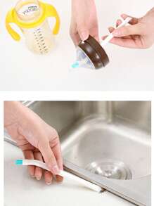1pc/2pcs Multi-Functional Portable Cleaning Brush With Scraper, Suitable For Cleaning Gaps Of Doors, Windows, Cups, Baby Bottles, Kitchen Stove, Sink And Other Sanitary Corners