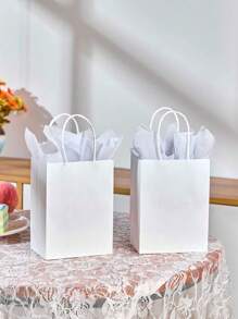 2pcs/6pcs/ Mini Gift BagsSmall White Gift Bags With HandlesBulk Gift Bags For Weddings, Parties, Retail PackagingRecyclable White Paper Shopping Bags
