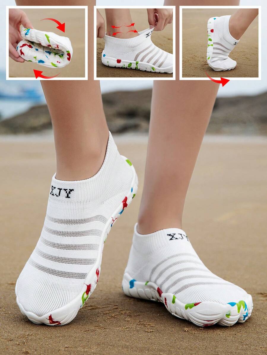 新款儿童透气沙滩游泳户外涉水防滑耐用速干水鞋 - 白色 - 查看 1