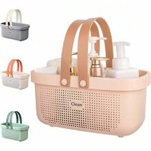 Cesta De Almacenamiento De Ducha Portátil De Plástico,Cesta De Almacenamiento De Plástico Con Asa,Adecuada Para Baño,Cocina,Dormitorio,Gimnasio - Rosa 31,5x17,8x15,6cm - Ver 2