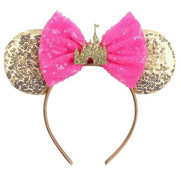 Disney 1 Diadema con diseño de castillo brillante y dorado con purpurina, accesorio de cabello para juegos de rol, fiesta de estudiantes y baile para niñas