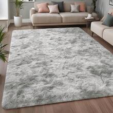 Super Soft Area Rugs For Living Room Fluffy Area Rugs With 4 Anti-Slip Rug Backing Grippers For Bedroom Non-Slip Plush Carpet For Playroom Soft Shaggy Rug For Nursery  Fuzzy Rug For Dorm Room Cool Color Palette Rugs For Girs And Boys Decorate Your Home! - Nhuộm tie-dye màu xám - Xem 5