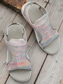 大码女士休闲运动凉鞋，轻便舒适时尚，透气网面，坡跟防滑，适合夏季度假穿着，宽楦设计。 - 彩色 - 查看 6