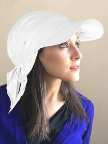 1頂女士純色防曬帽，春夏休閒帽，彩色時尚頭巾帽，頭套 - A - 查看 27