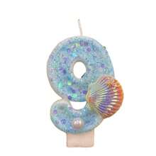New Handmade DIY 0-9 Number Candles, Creative Birthday Cake Party Decorations, Blue Ocean Style - Blue - View 11