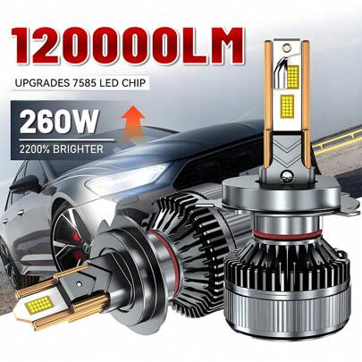 HYNBYZJ 2 piezas H7 H4 Faros de coche LED Canbus súper brillantes HB4 H11 H1 HB3 9005 9006 Bombillas Plug-N-Play 260W 6000K Lámpara de auto 12V 24V