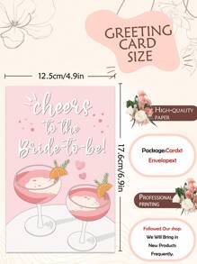 1PC Bridal Shower Card For Bride To Be, Engagement Congratulations Card For Female Friend Sister, Funny Bachelorette Card, Pink Wedding Shower Card For Bride, Cheers To The Bride To Be Card