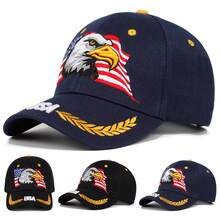 1 件男士美国字母鹰刺绣棒球帽，街头嘻哈时尚休闲帽，适合春季、秋季、旅行、海滩度假 - 彩色 - 查看 8