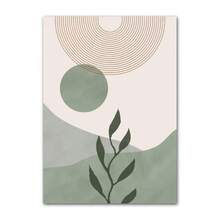 1pc Geometric Abstract Bohemian Canvas Painting Printed Nordic Poster Leaf Sun Rainbow Wall Art Picture Living Room Decoration Optional Frame - Multicolor - View 35