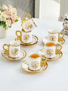 Ceramic Coffee Cup & Saucer Set, Mug & Glass Mug Set, For Afternoon Tea - White - View 8