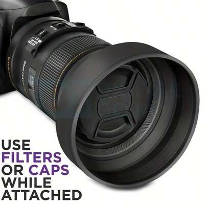 可折叠橡胶遮光罩 49/52/55/58/62/67/72/77毫米 适用于佳能尼康单反相机镜头 带滤镜螺纹