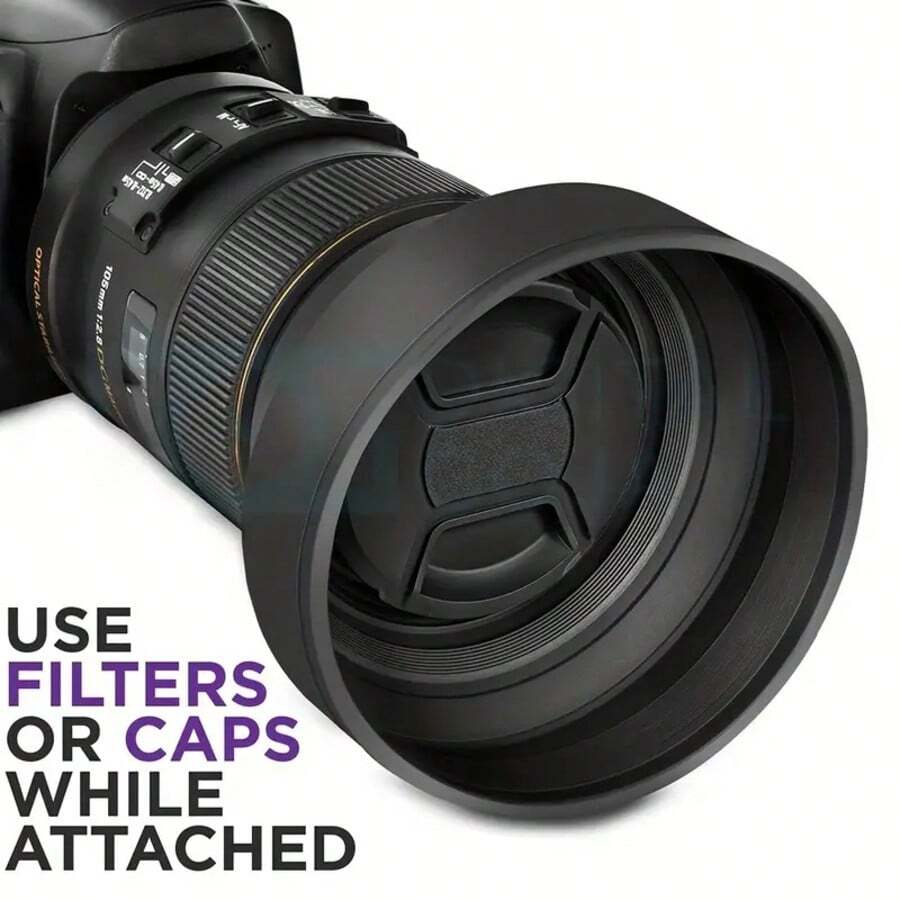 Collapsible Rubber Lens Hood 49/52/55/58/62/67/72/77MM For Canon Nikon DSLR Camera Lens With Filter Thread - Black - View 1